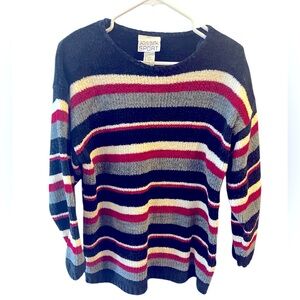 Vintage Striped Chenille Tunic Sweater with Slits on Each Side by Jaclyn Smith.